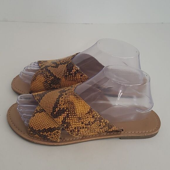 Banana Republic Womens Snake Print Sandals Yellow Size 8 - Picture 4 of 8